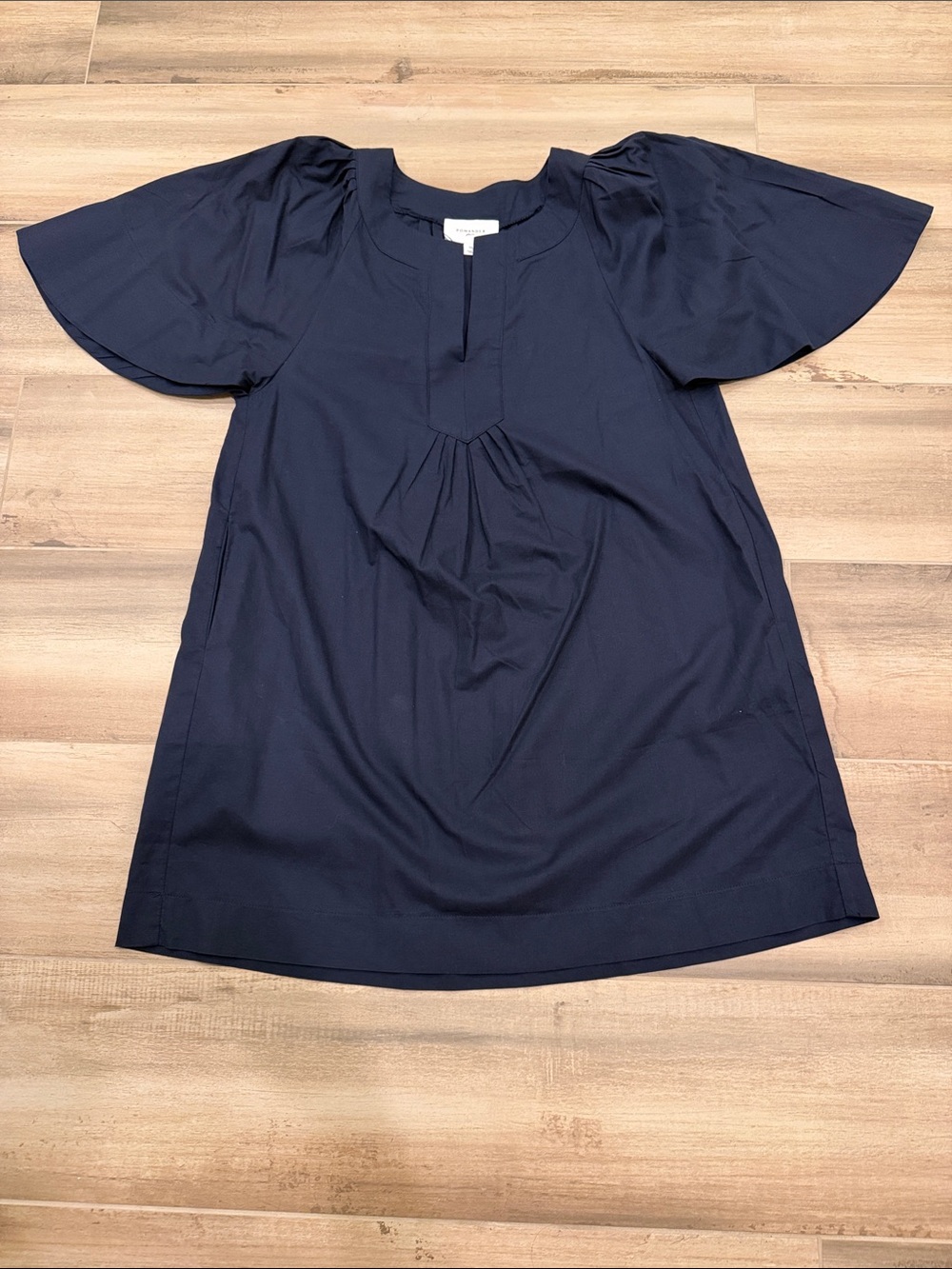 Pomander Place Navy Flutter-Sleeve Shift Dress